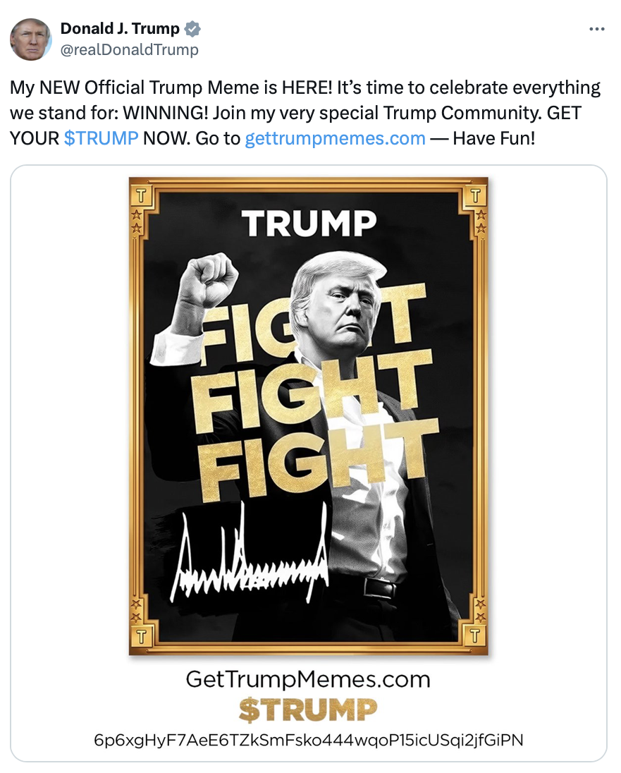 Crypto industry skeptical of memecoin promoted on Trump's social media