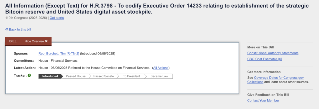Newly introduced GOP Bill seeks to write Trump’s strategic Bitcoin reserve into law